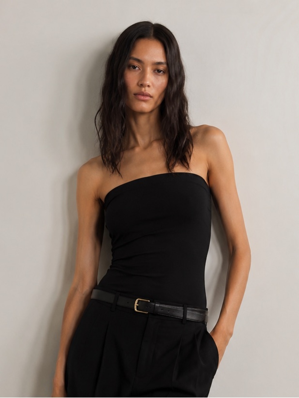 Max Mara Minimalist Strapless Top | Black | Made in Italy | M